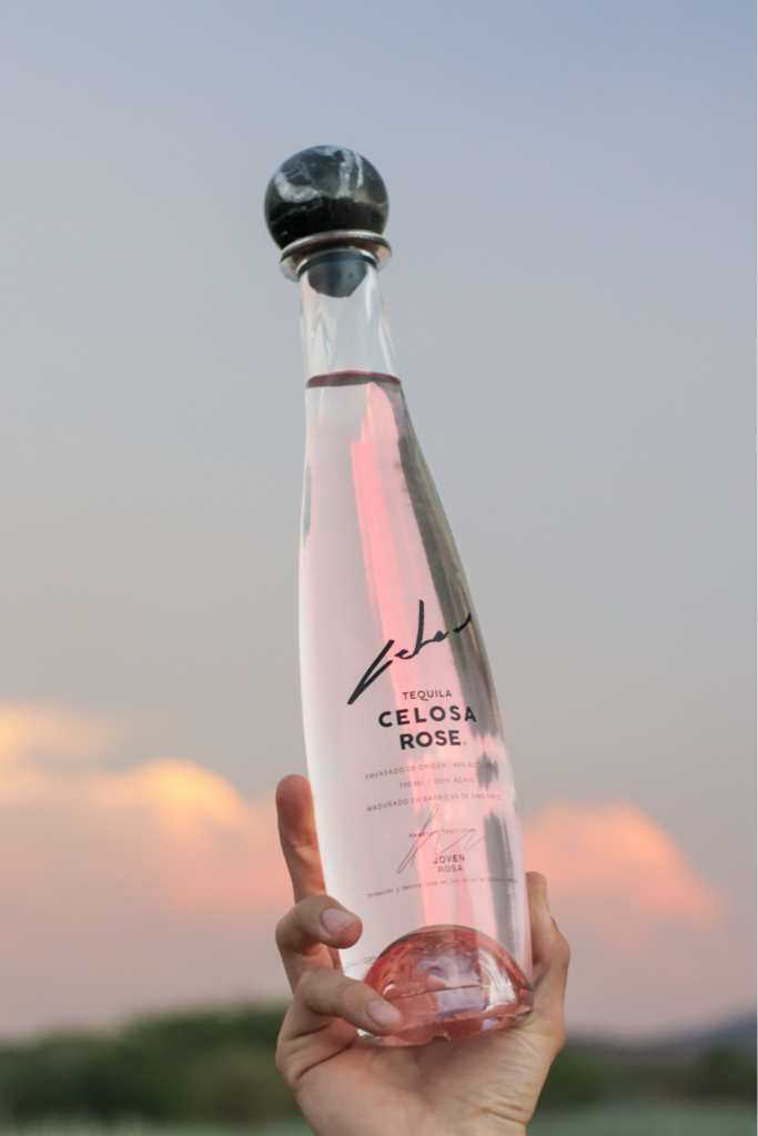 A bottle of Celosa Tequila showcasing its premium quality.