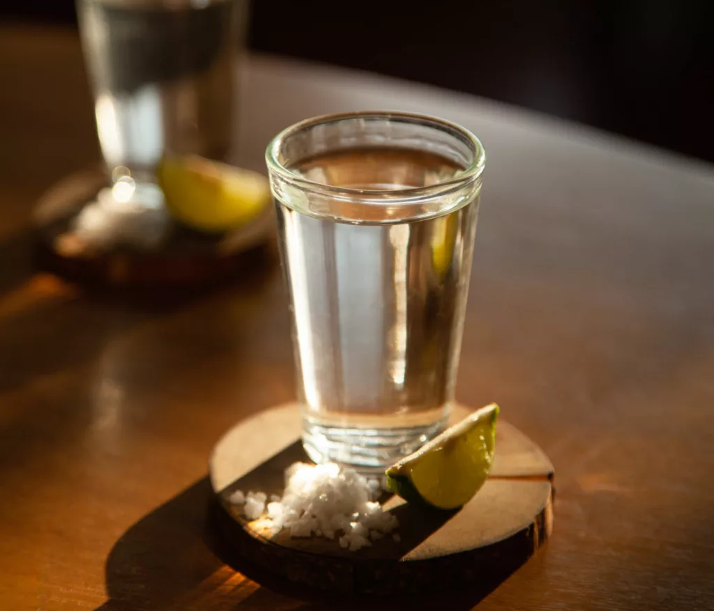 A shot of Cristalino Tequila
